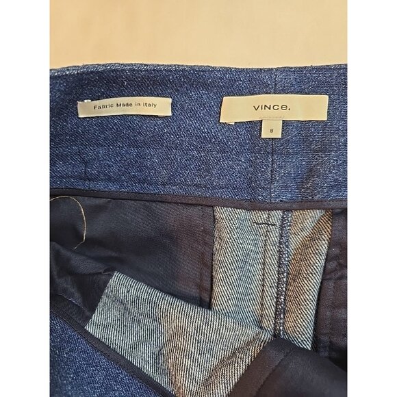 Vince Women denim midi skirt Cotton Fabric made in Italy Pockets Blue Size 8 New - Picture 4 of 13